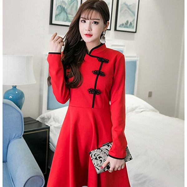 

2021 new japanese harajuku vintage gothic lolita es black red long sleeve chinese style cheongsam collection 2by5, White