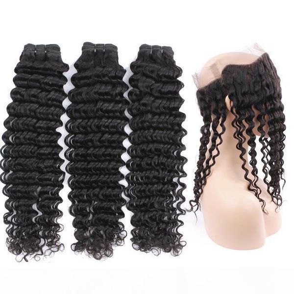 

human hairn deep wave 9a unprocessed hair weftperuvian malaysian virgin human hair weft weave, Black