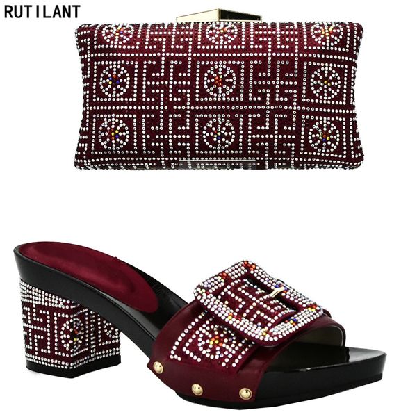 

wine color italian shoes with matching bags african women italian shoes and bag set nigerian women wedding shoes and bag sets y200702, Black