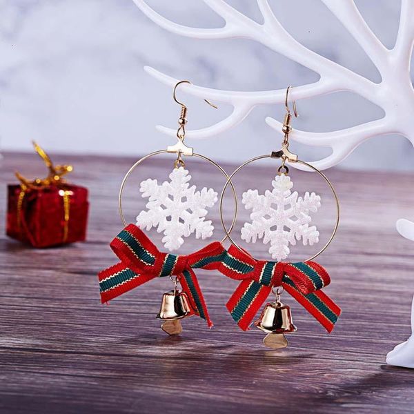 

drop earrings women trendy classic alloy white red bell snowflake bow tie christmas festival gifts for girl