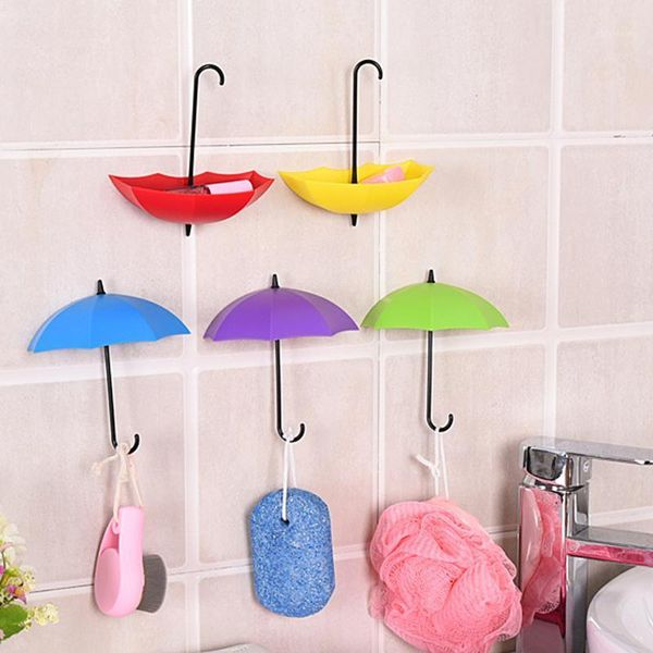 

3/2/1pcs creative umbrella shaped wall hook cute cartoon animal wall hange hooks for kitchen organizer bathroom accessories1