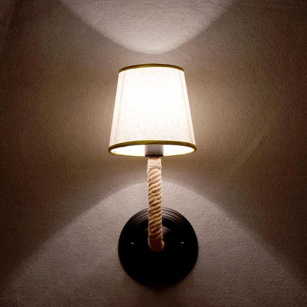 

wall lamp antique vintage rope lighting fixture europe e27 cloth bedside stair aisle sconce light bra