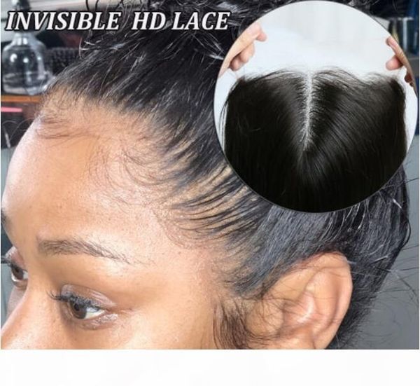 

invisible hd transparent lace single knots 6 inches lace frontal wig 100% cuticles aligned virgin hair silky straight, Black;brown