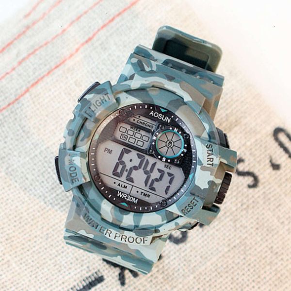 

watch waterproof sports men's non automatic mechanical junior high school students' luminous trend homemade wristwatch, Slivery;brown