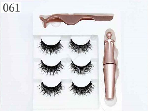 

girls 3 pairs magnetic eyelashes false lashes + liquid eyeliner + tweezer eye makeup set reusable natural 3d magnet false eyelash f101907