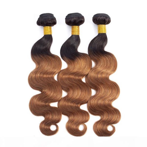 

brazilian peruvian indian malaysian human ombre hair 1b 30 color body wave hair bundles 3 pieces lot 10-28 inch hair extension, Black