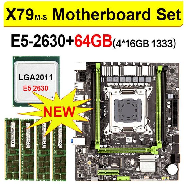 

x79 m-s 2.0 motherboard set with intel xeon e5-2630 2.3ghz cpu 4* 16gb= 64gb ddr3 1333mhz ecc/reg ram m.2 ssd 6 core 12 threads