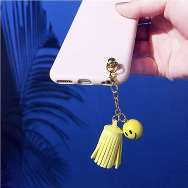 

5pcs mini smiling face round bead tassel jewelry keychain straps pendant crafts handmade making tassels fabric decor accessories h jllclv