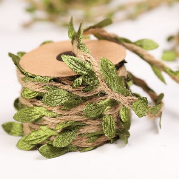 

2m 5m simulation green leaves weaving hemp diy birthday wedding decoration rattan gift bouquet packaging rope 5mm