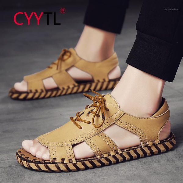 

cyytl new fashion men sandals outdoor beach shoes summer non-slip beach open toe slippers casual lace-up sandalias hombre1, Black