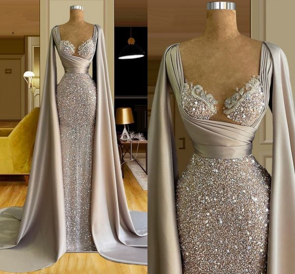 

luxury cap sleeve evening dress sweetheart beaded sequined prom formal dresses 2022 arabic classic long vestidos longo robe de soiree 2022, Black
