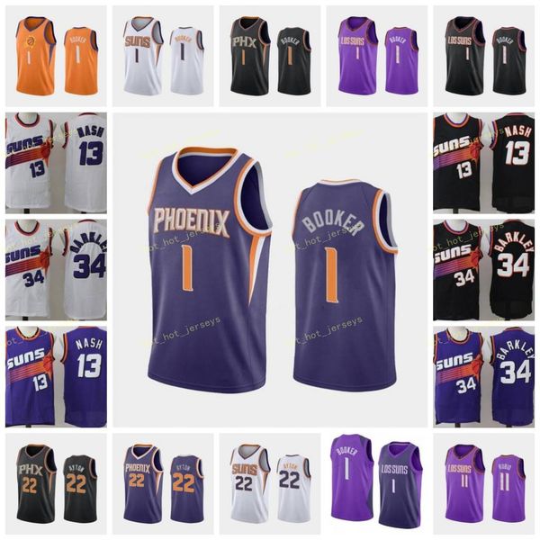 

2021 city new edition devin 1 booker jersey deandre 22 ayton retro steve 13 nash charles 34 barkley basketball jerseys phoenlx, Black