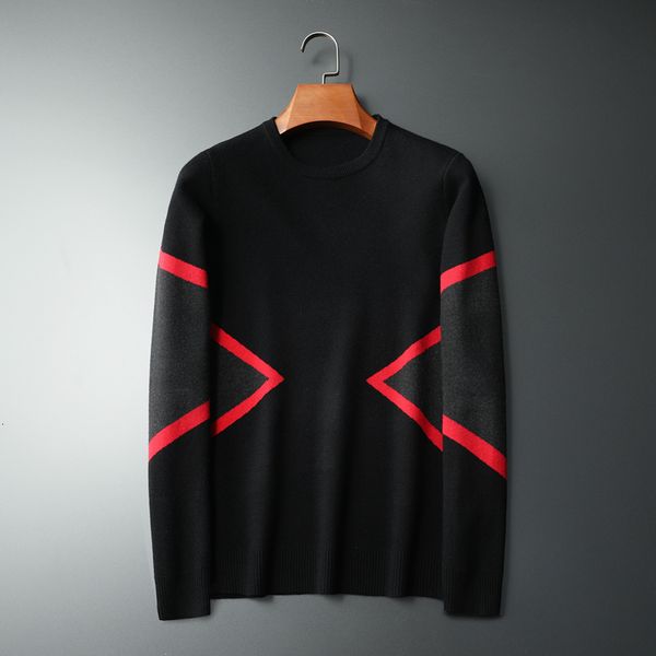 

luxo fantasy tug homme thin fit chic fashion gebreide trui desinger the neck male sweater contrast red tape omcl, White;black