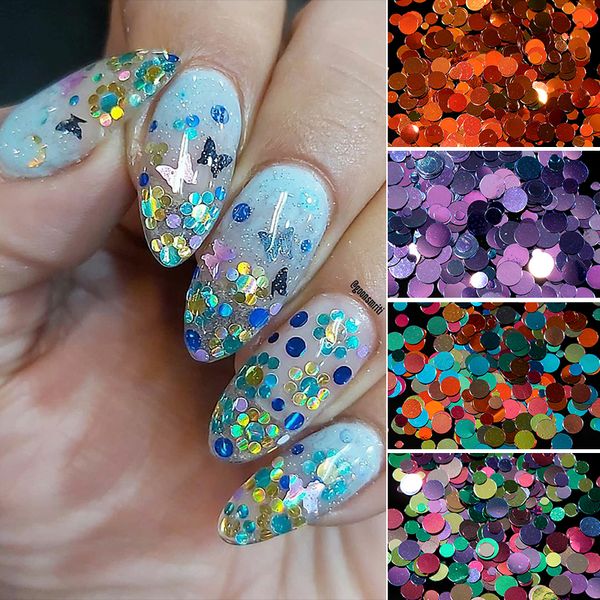 

1 bag colorful nail sequins round and star shape dream color mixed size series nails flakies paillette 3d nail art decoration, Silver;gold