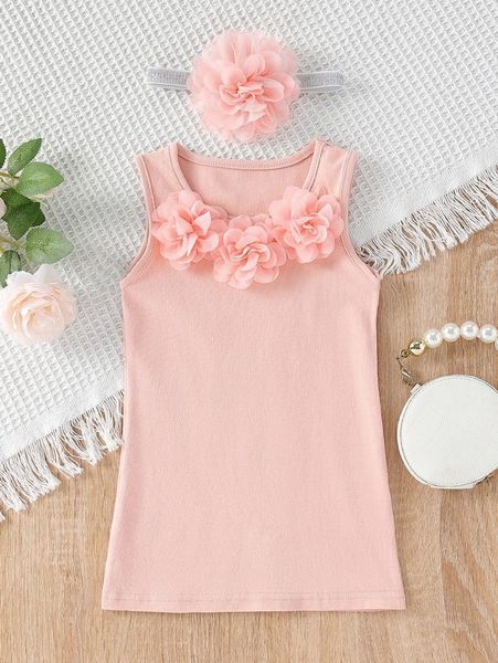 

baby stereo flower tank dress & headband she, Red;yellow