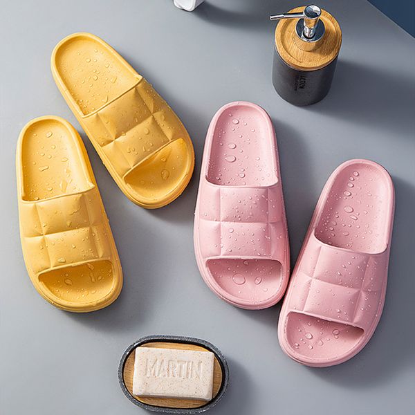 

home bathroom thick sole slippers women candy color summer slides non-slip flat platform ladies shoes indoor eva men slippers x1020, Black