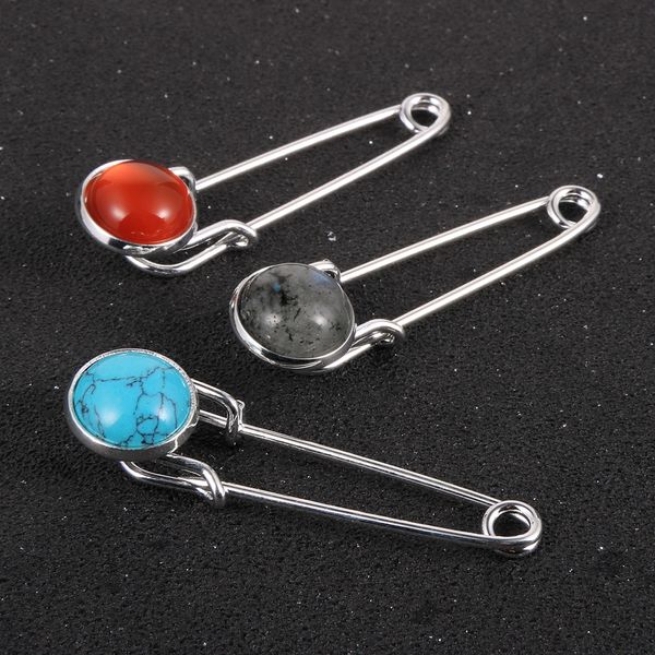 Natürliche Stein Perlen Brosche Dame Kopftuch Schal Schal Hijab Brosche Pin Clips Kleidung Halter Frauen Zubehör