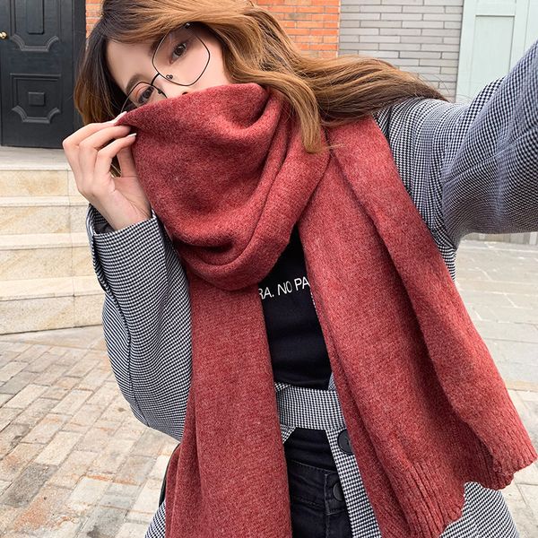 

autumn and korean version of student knitted bib versatile fashion wool thickened net red scarf female winter cute girl, Blue;gray
