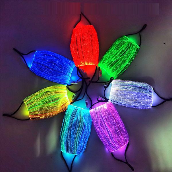 

led mask luminous rainbow color fashion face masks halloween mask flashing party masks bar night club facemasks mouth-muffle f92801, Blue