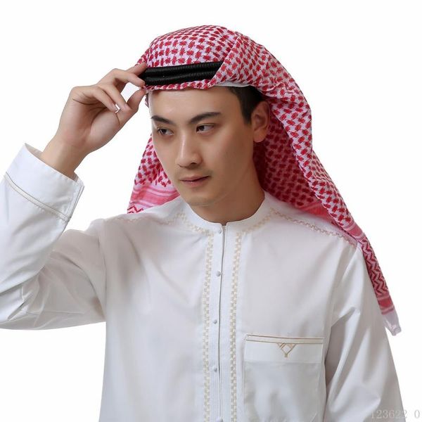

ethnic clothing fashion muslim shemagh + agal men islam arabic hijab islamic scarf arab keffiyeh head cover sets a51608, Red