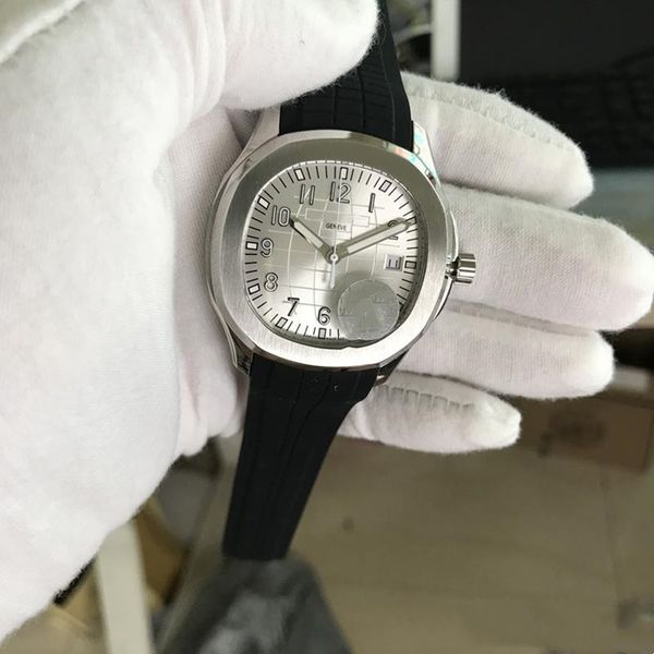 

2020 new movement engraved mens watch automatic mechanical rubber strap transparent back silver dial men watch, Slivery;brown