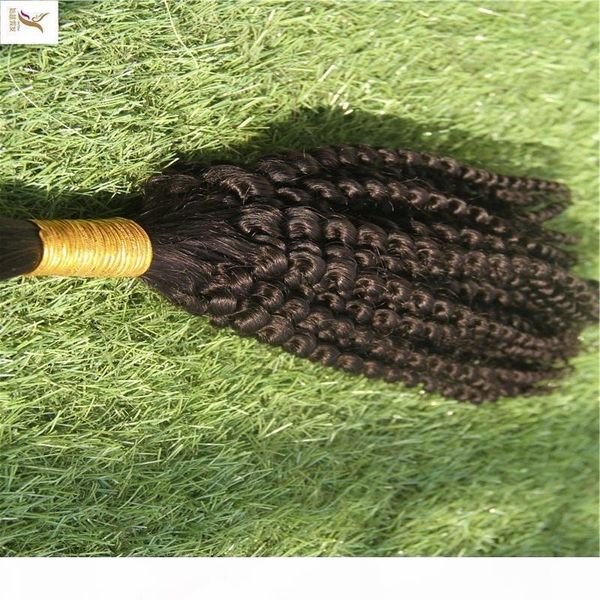 

dark brown color 7a unprocessed weft brazilian kinky curly wave 100% human hair bulk 1pcs lot 100g hair bulk 10-30 inhs, Black