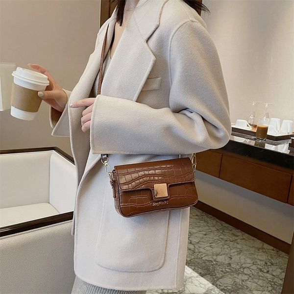 

solid color shoulder messenger bag fashion simple pu leather mini vintage alligator handbags totes bags clutch bag