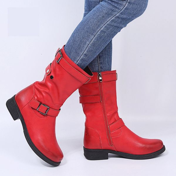 

2021 new spring autumn fashion women's mid-calf classic plutonium leather boots zip non slip boot short comfort ladies m90e, Black