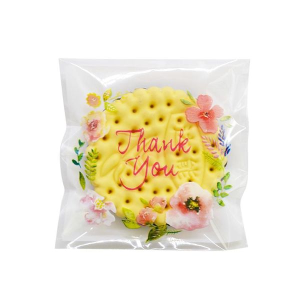

100шт пластиковых мешков спасибо cookie candy bag самоклеющийся для свадебного birthday party gift bag бисквит выпечка упаковки мешок wmtrsq