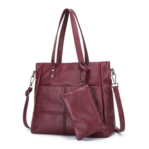 

kajie 2 pc/sets women handbags leather sac a main female shoulder bag large capacity tote bag purses and handbags