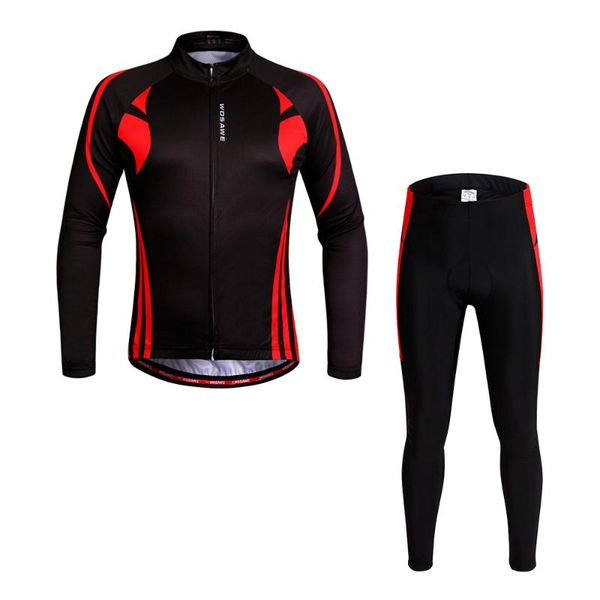 

wosawe quick-dry mtb bike bicycle clothing cycling jersey sets long sleeve breathable gel padded pants cycling set for women men, Black;blue