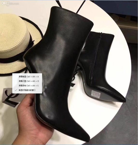 

новая весна осень черный лакированной кожи свадебные туфли для невесты luxury остроконечные toe письма высоких каблуках насосы женские сапог, Black