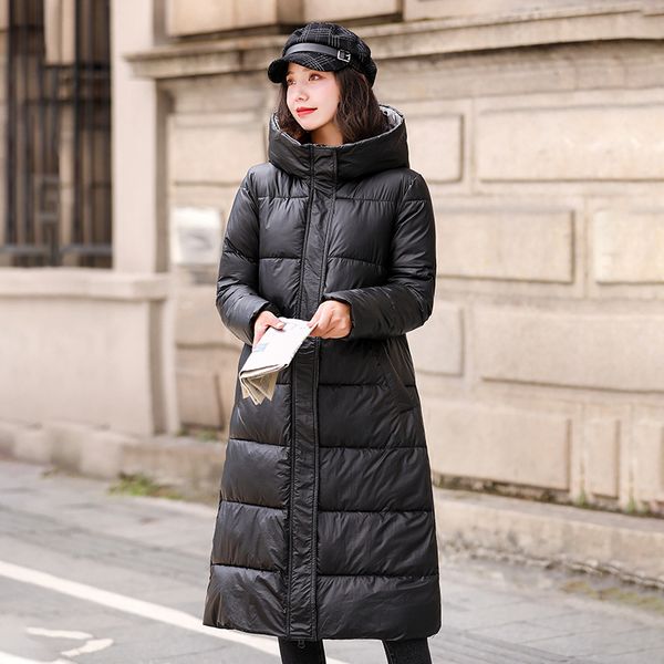 

2021 newwinter x-long down jacket for women plus size hooded overcoat female collar thick coat ladies jgbh, Black