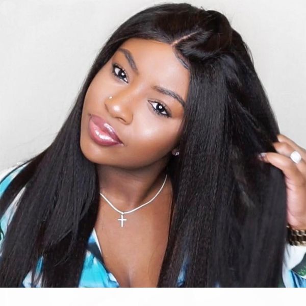 

brazilian kinky straight hair u part wigs human hair women's natural hair wig glueless with straps, Black;brown