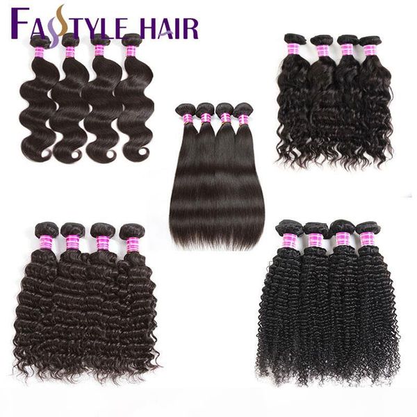 

brazilian virgin hair bundles with closure straight body water deep kinky curly human hair extensions 4 bundles with 4*4 13*4 lace frontal, Black;brown
