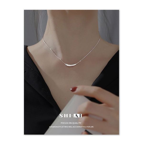 

925 sterling silver eggplant necklace women's simple and versatile light luxury niche design clavicle chain summer cx220309, Black