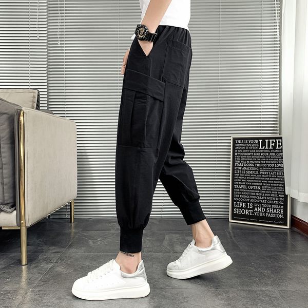 

leggings loose autumn brand versatile trend casual harlan umbrella ordnance men's pants fashion, Black