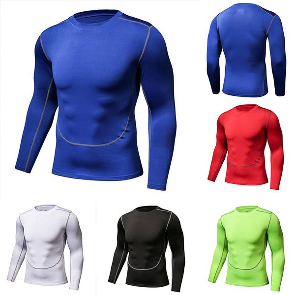 

tights men's quick-drying breathable sports clothing compression clothing basketball running long-sleeved high-stretch fitness clothes, White;black