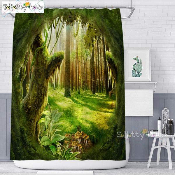 

180200cm forest curtain plant polyester long bath fabric waterproof beach shower bathroom 3d green bbyvgd bdebaby