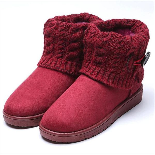 

new non-slip snow boots woman short tube flat bottom short plush keep warm covered cotton shoes plus size winter botas mujer, Black