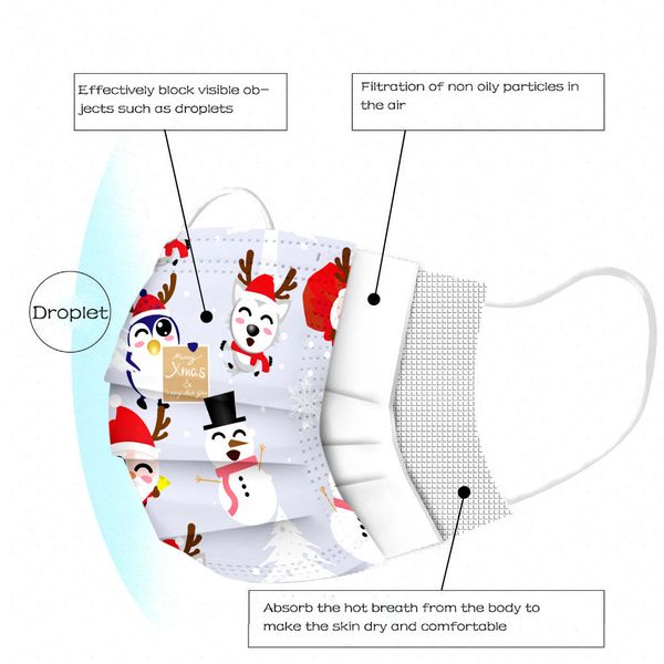 

newfor face mask 50pc kids christmas disposable children maskforface mascara descartavel 50 unidades mascarilla mascherine masks 201