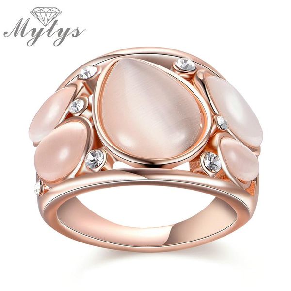 

cluster rings mytys brand rose gold ring fashion design opal 2021 party for women r1814, Golden;silver