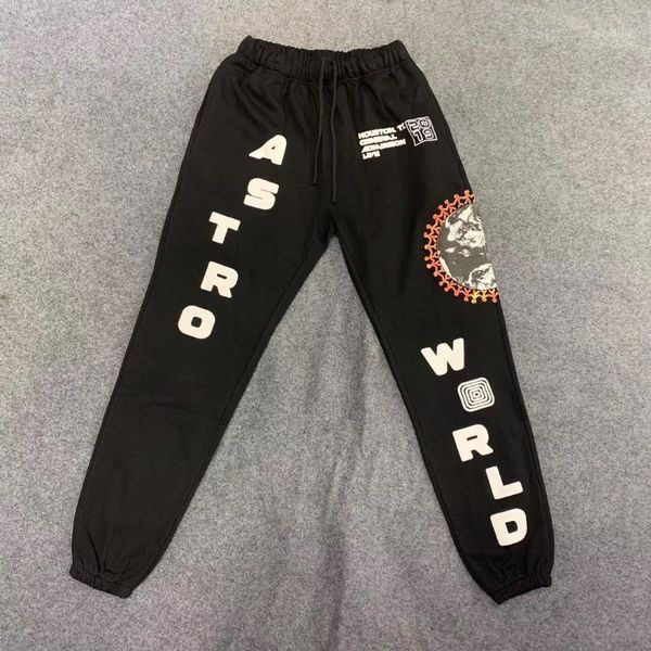 

20s travis scocactus jack festival world globe sweatpants men women side butterfly embroidery pants trousers1, Black