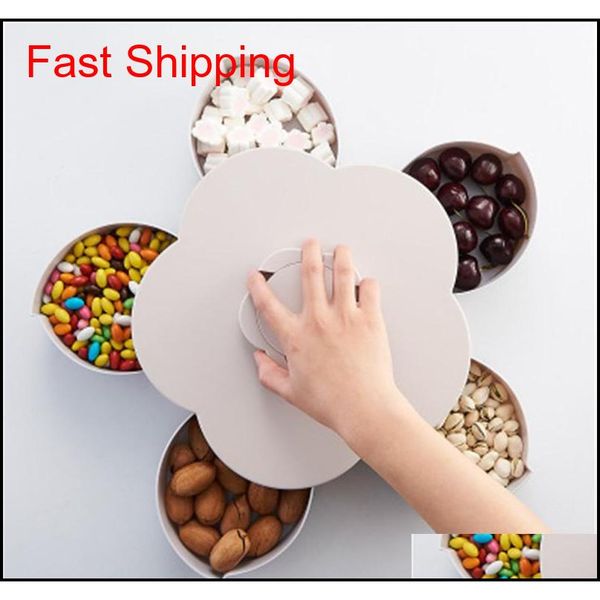 

creative flower petal fruit plate candy storage box 5 grids nuts snack tray rotating flowers food gift box f qylucf bdetoys