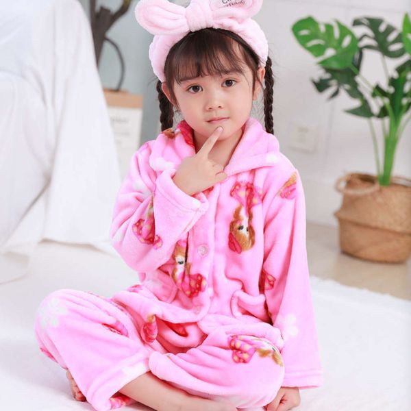 

flannel new thickened pajamas for children in autumn and winter, Blue;red
