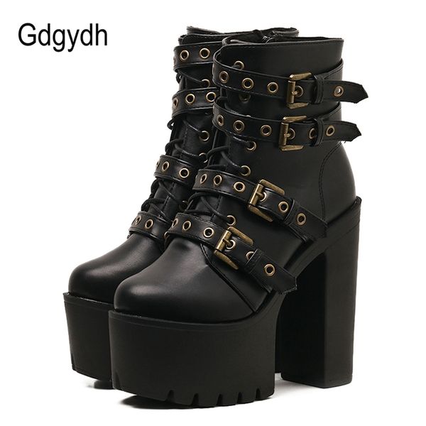 

gdgydh rivet black ankle boots women platform soft leather autumn winter ladies boots with zipper ultra high heels shoes y200723