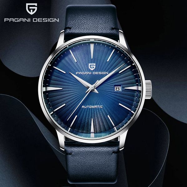 

pagani new men's watches classic mechanical leather watch men luxury men automatic watches business waterproof clock man 201113, Slivery;brown