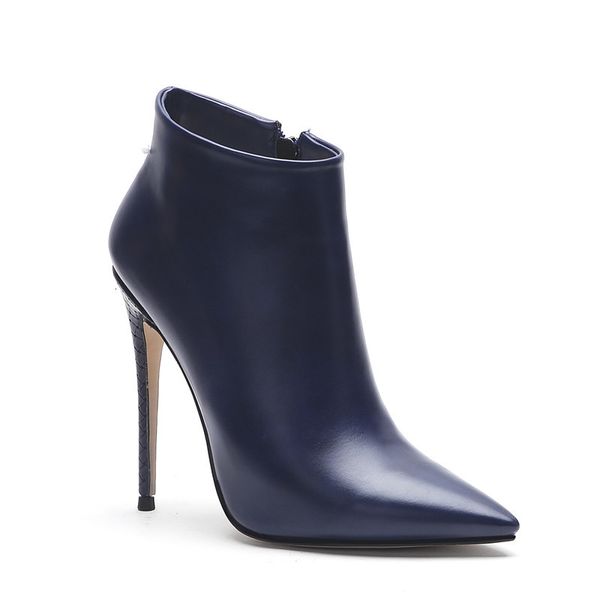 

new big 2021 45-size solid elegant high heels winter wedding shoes women's boots 6a3h, Black