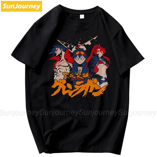 

vintage gurren lagann trio anime t-shirt men big size o-neck cotton short sleeve men clothes 2019 sport hooded sweatshirt hoodie