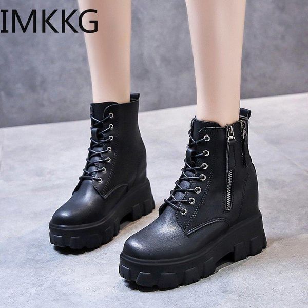 

boots women's short platform 2021 winter to keep warm shoes lady increased internal wedge casaul ankle, Black